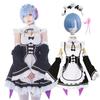 milky time ReZero Rem Maid Costume with Wig, Size L, Color Rem (Maid)
