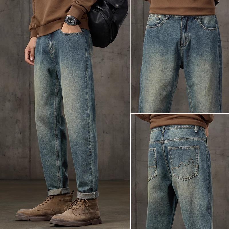 Весна и осень зима новые мужские плюшевые/обычные джинсы облегающие прямые эластичные деловые универсальные длинные брюки