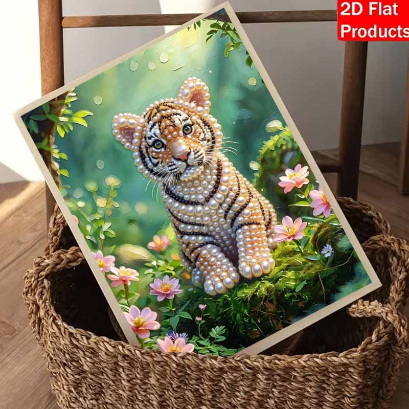 Tiger pearl painting handmade DIY 5D creative ornaments living room home decor painting
