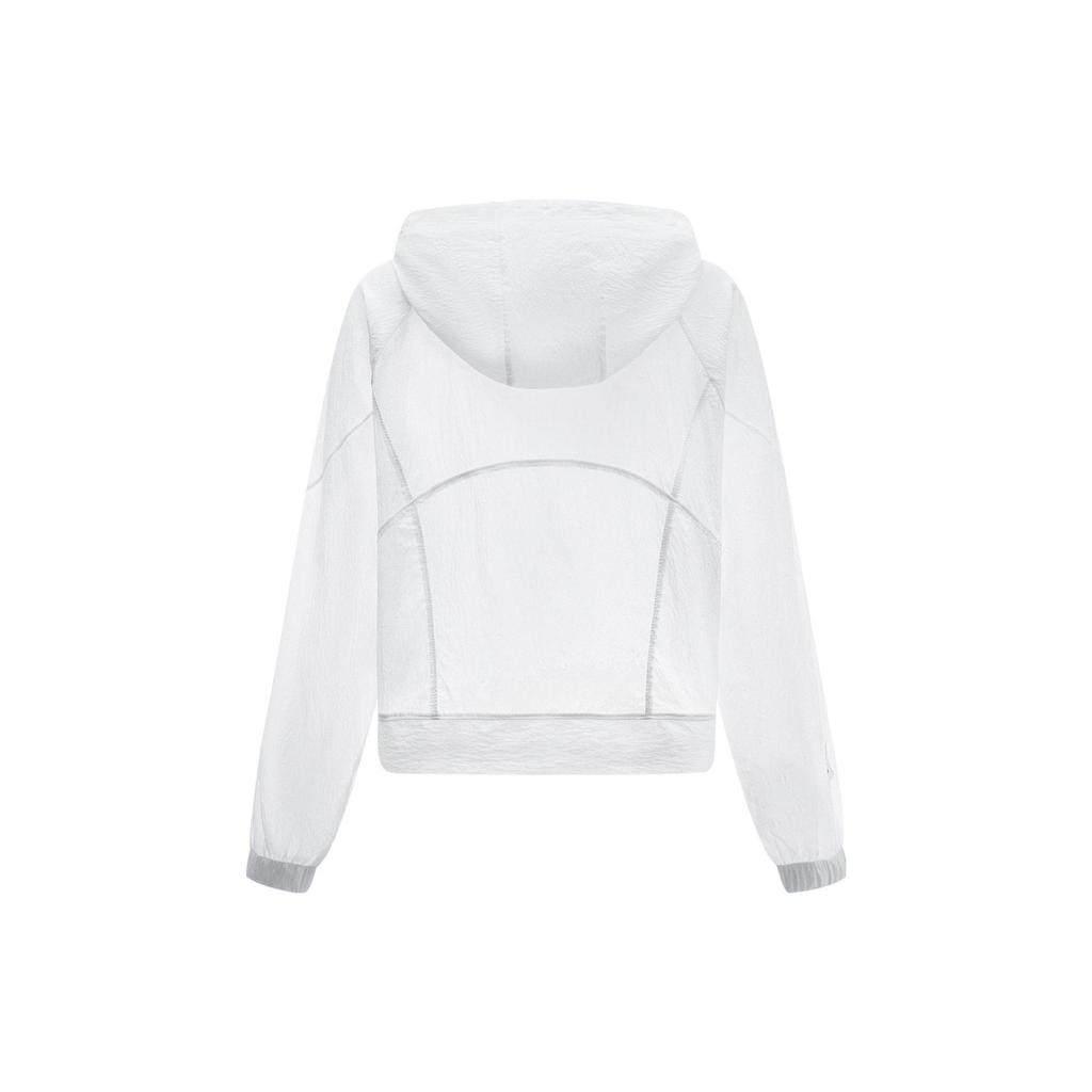 Li Ning Plain Woven Warm Loose Hooded Long Sleeve Jacket Women Upperwear White AFDT304-4