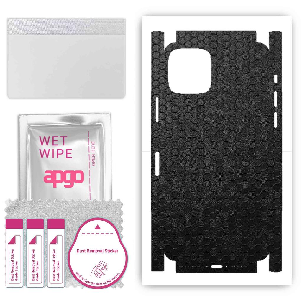 apgo Protective Skin Sticker for the Back+sides Compatible with Apple iPhone 11 Pro, Full Wrap Film, Foil, Vinyl - Pattern Black Honeycomb