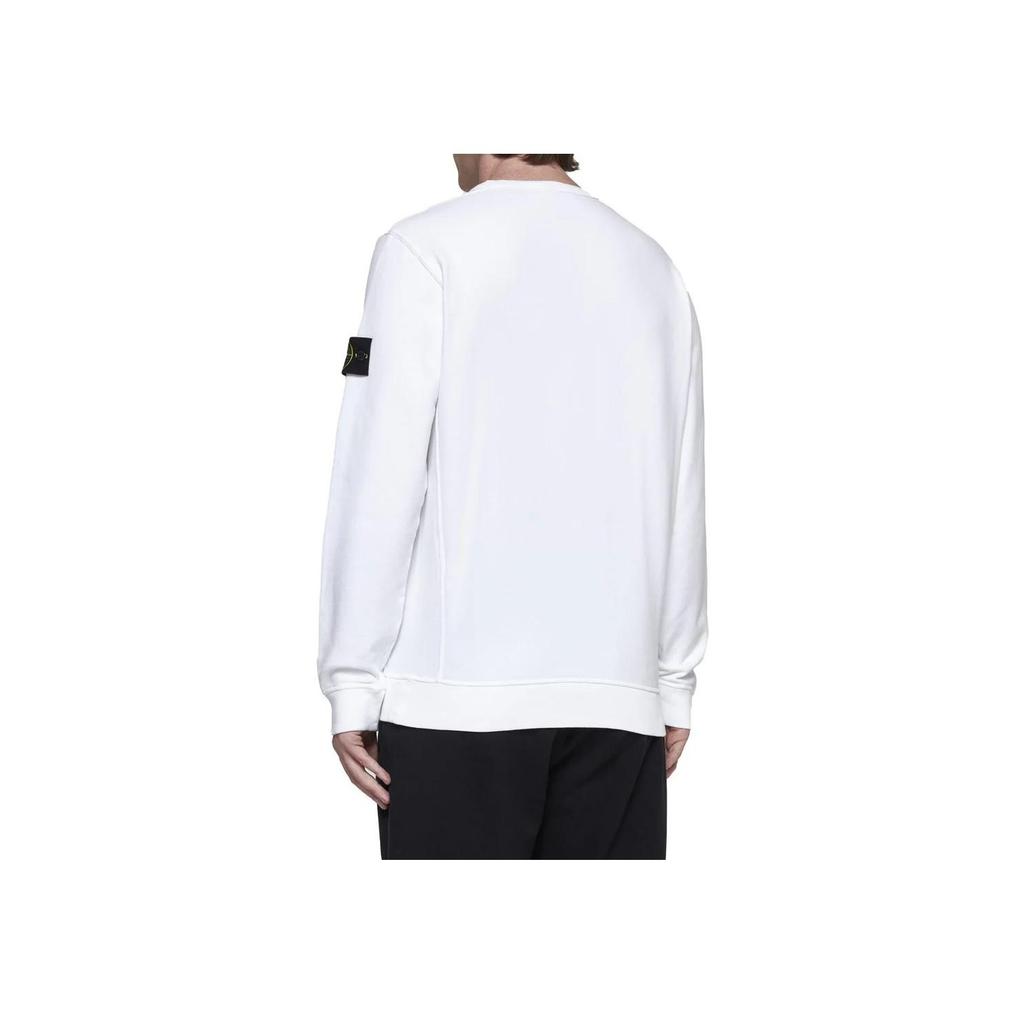 STONE ISLAND Флисовый свитшот с круглым вырезом, окрашенный в готовом виде, белый, мужской, уличная одежда 811562420-V0001