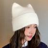 Новая теплая шерстяная шапка женская шапка-пуловер с кошачьими ушками вязаная шапка шерстяная шапка зимняя зимние шапки для женщин, шапки-бини для женщин, шапки для женщин зимние