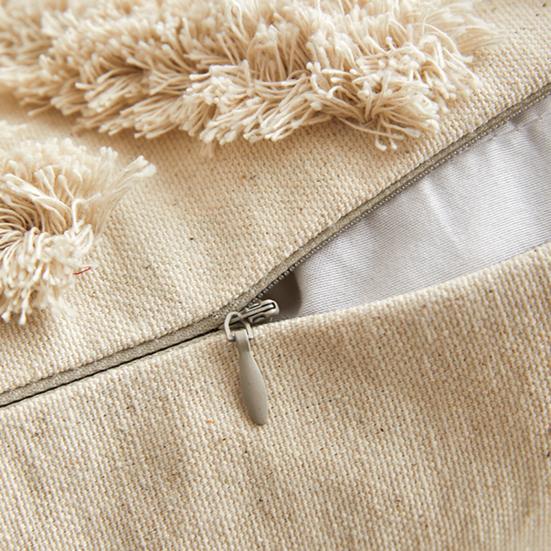 Throw Pillow Case with Tassel Bohemian Style Short Plush Fringe Decor Office