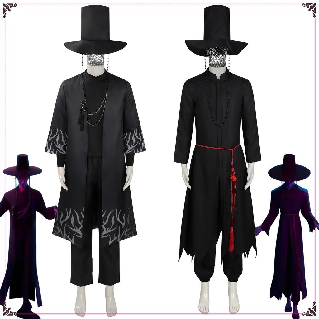 Children Demon Hunters Saja Boys Cosplay Costume Halloween Girls Boys Kpop Saja Costume Tops Pants Hat Earrings Set Party Stage