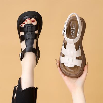 Новые сандалии на толстой подошве, женские, увеличивающие рост, модные, с мягкой подошвой, пляжная обувь
