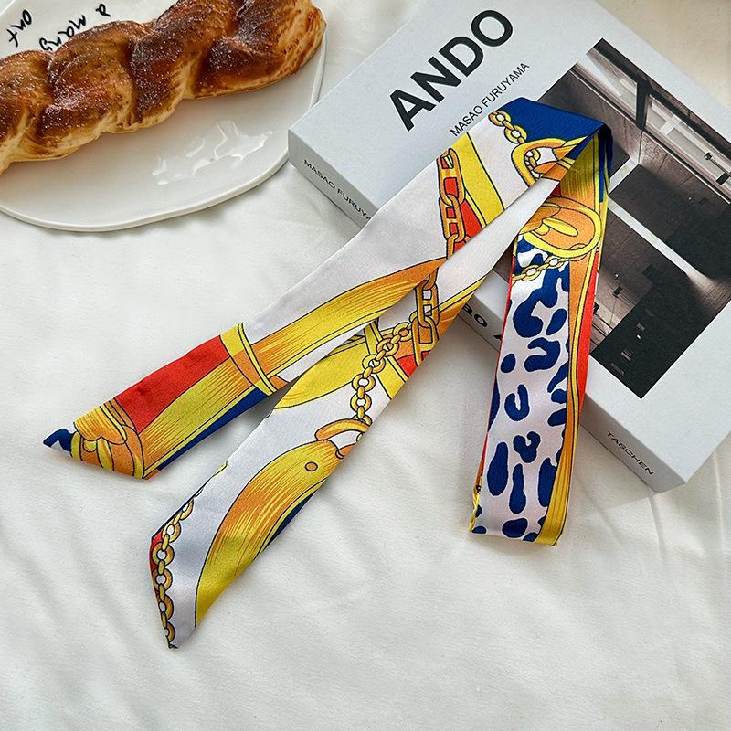 Long Silk Scarf, High-end Neck Scarf, New Multi-functional Silk Scarf, Bag Wrapping, Headscarf, Headband, Tied Hair Belt.