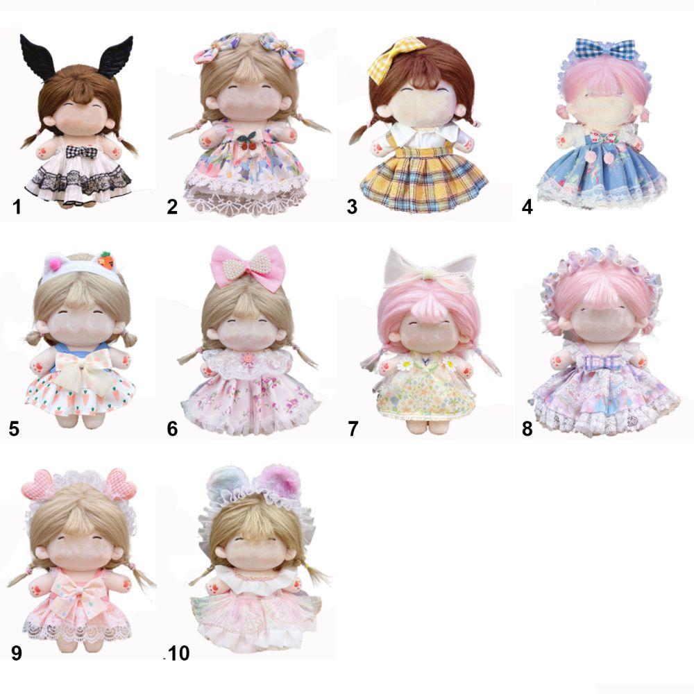 20CM Miniature Dress Suit Lolita Bowknot Headband Princess Dress Set Cotton Stuffed Doll