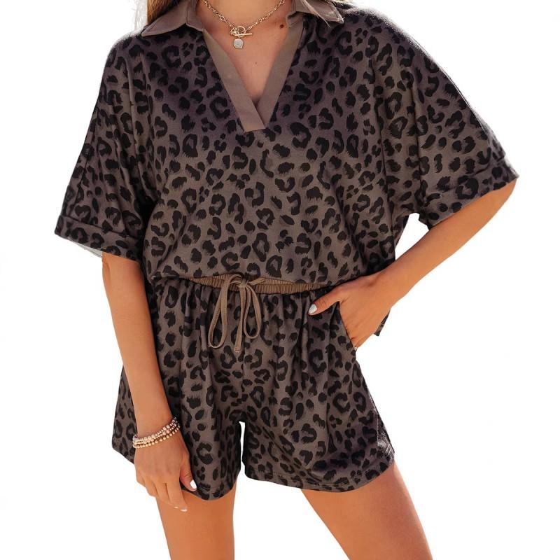 2026 Womens Loose Crop Top Shorts Set Print Casual Two-Piece Outfit