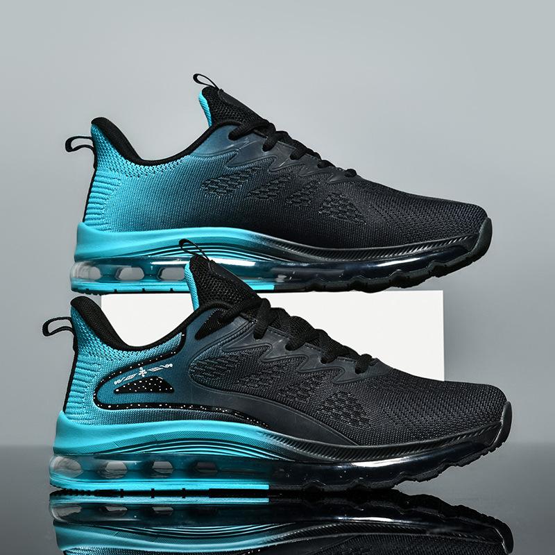 Men's Full Palm Fly-woven Air Cushion Extra Large Size Sports Rubber Wear-resistant Sports and Leisure Shoes Men's Shoes Breathable Running Shoes