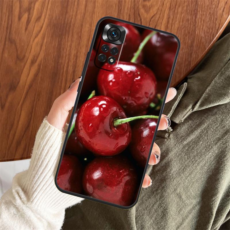 Чехол с рисунком еды, фруктов, красной вишни для Xiaomi Redmi Note 14 Pro 13 12 11 10 15 Pro Plus Redmi 15 C 13 10C 12C 14C 13C