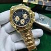 Мужские автоматические часы 40 мм серии Lao Jia Ri Zhi Daytona - Светонакопительные, Водонепроницаемые, Корпус из золотой нержавеющей стали