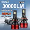 Roadsun 9005 9006 H4 H7 H11 H13 Автомобильная светодиодная фара 880 9004 9007 H1 H3 30000Лм Ближний Дальний Свет 6000K Белый Яркий 3570 CSP Чипы