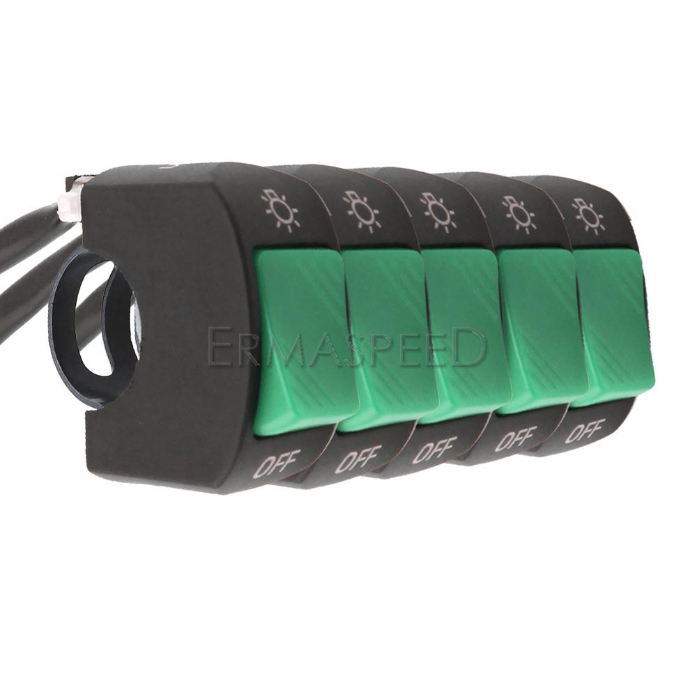 Тумблер на руль мотоцикла, 5 шт., 7/8 дюйма, переключатель включения/выключения фар для U5 U7 U2, светодиодные фары для скутера