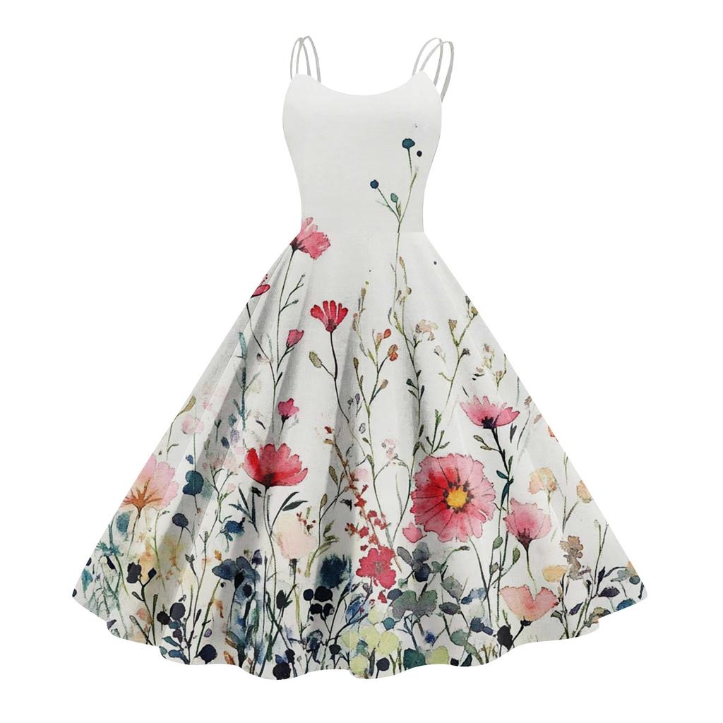 Женское повседневное модное платье с цветочным принтом, сексуальное с открытыми плечами, панк-ретро платье, ретро платье