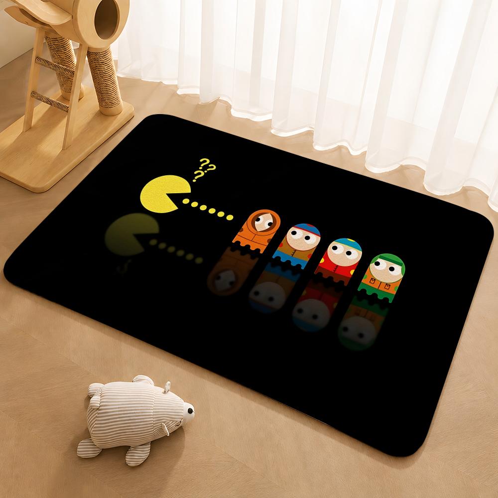 S-South Cartoon Park Floor Mat Floor Mat Soft Flannel Non-Slip Door Rug for Living Room