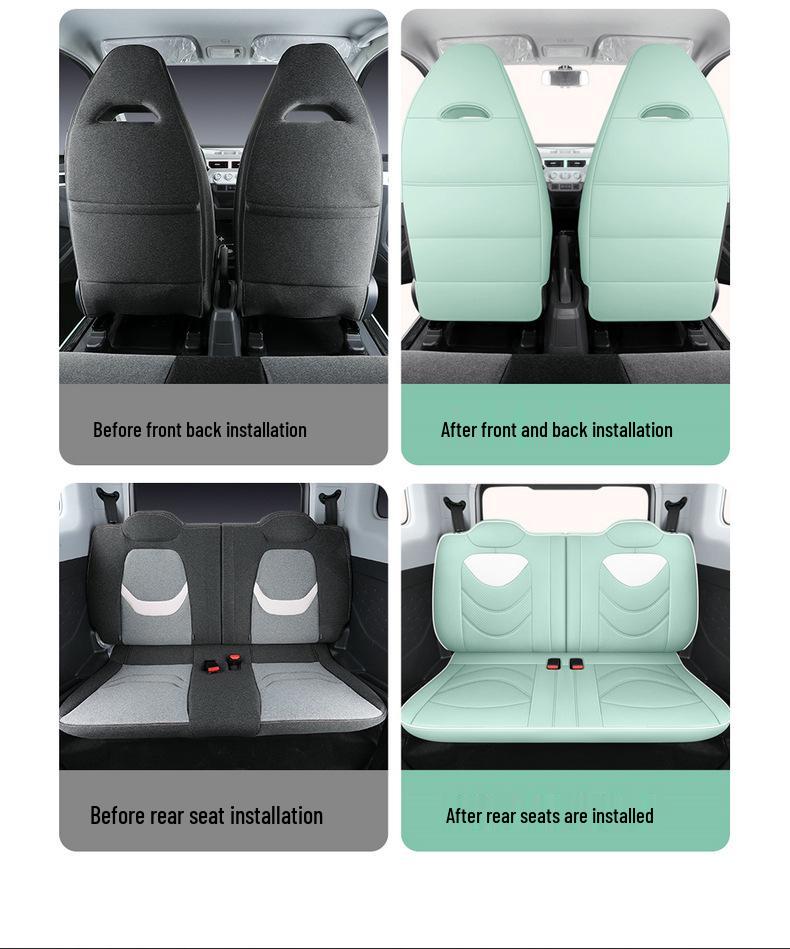 QQ Ice Cream Car Seat Cushion: Full Coverage Cartoon Leather Seat Cover for All Seasons