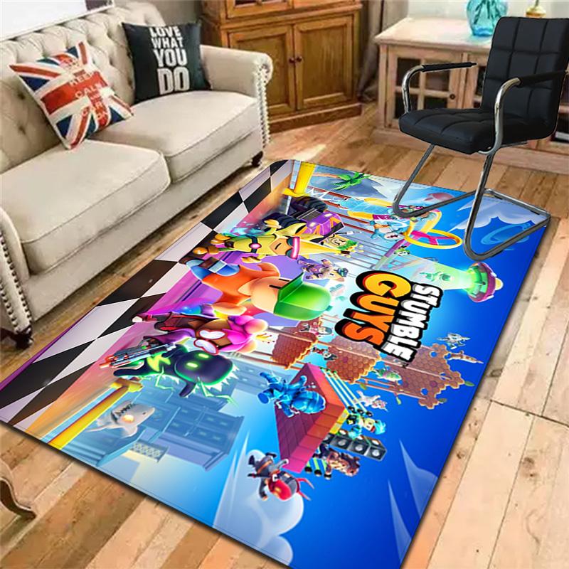 Stumble Guys theme pattern Rug Floor Mat for Living Room or Bedroom Soft and Comfortable Carpet a Gift for Birthday and Holiday.
