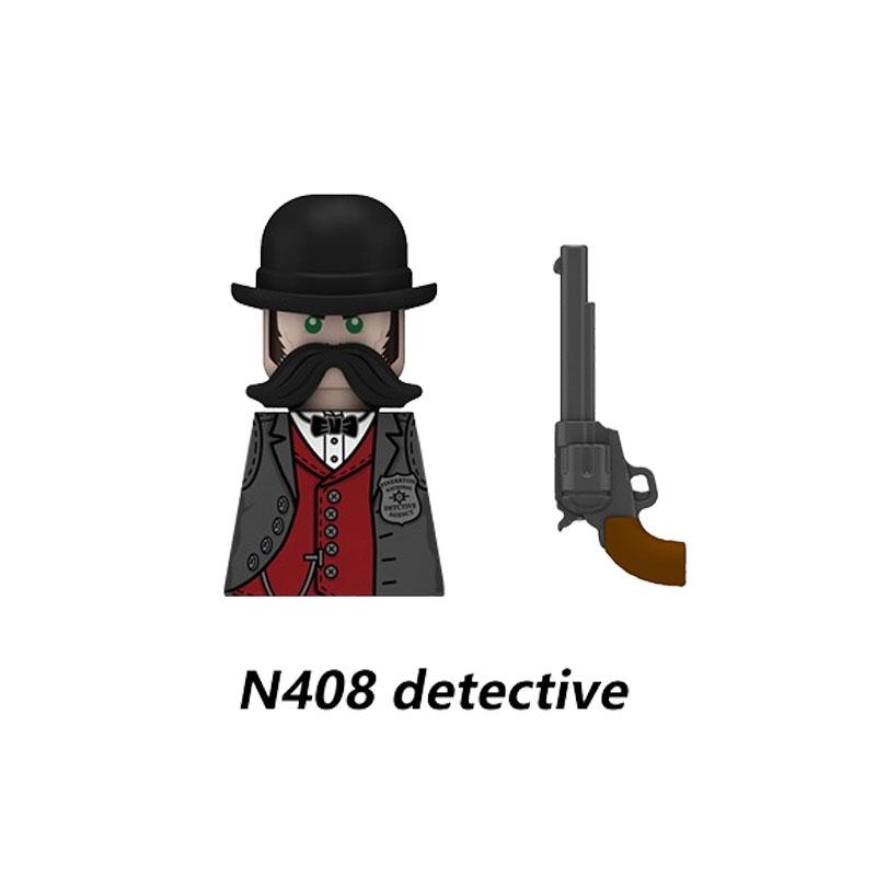 MOC Military Soviet US Soldier Figure Building Block Cavalry Pilot Western Cowboy Detective Weapon Sword Cloak Kid Toy Gift K148