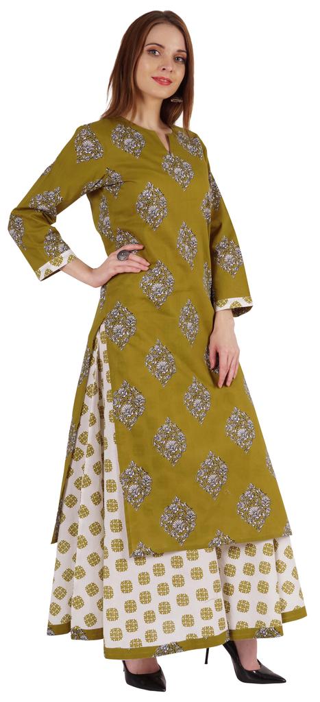 Phagun Indian Ethnic Cotton Kurti & Skirt Set For Women  S Partywear Dress Printed Traditional