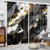 Marble Pattern Printed Curtain for Home Decor - Rod Pocket Window Treatment for Bedroom, Kitchen, Living Room