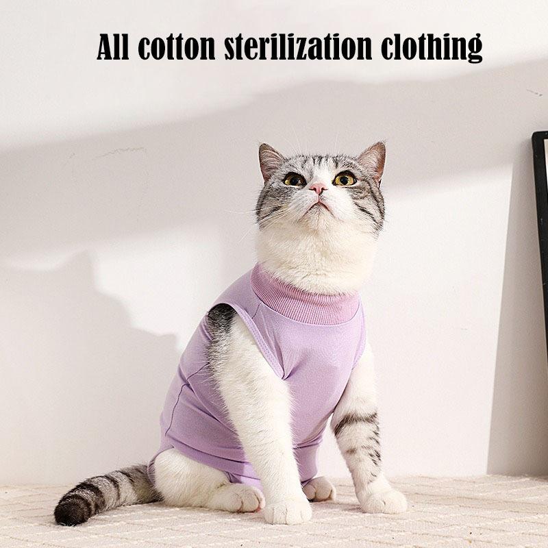 Cat Weaning Suit Anti-licking Recovery Clothes After Surgery Soft Puppy Kitten Jumpsuit Suit Pet Vest Clothing Summer Breathable Cotton Dog Clothing