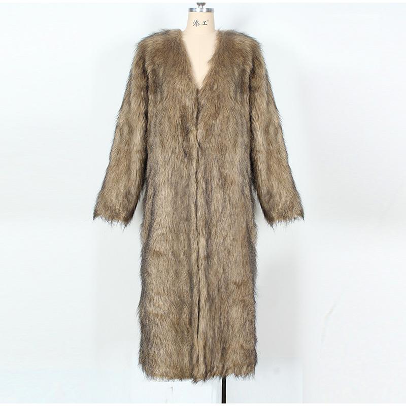 Женские шубы из искусственного меха с длинным рукавом, с открытым швом, длинные куртки с V-образным вырезом, плотное пальто, элегантная женская верхняя одежда на осень и зиму