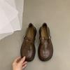 Туфли Мэри Джейн на плоской подошве, женские, ретро, маленькие, кожаные, с коротким горлом, однотонные, простые, женские, осенние туфли