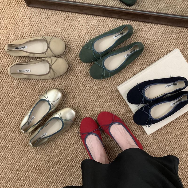 Fashion Bailamos Spring New Women's Round Toe Vintage Flats Soft Loafers Comfortable Leather Ballet Shoes Female Dress Shoes Mujer