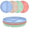 8Pcs 9inch Divided Dinner Plates Unbreakable Reusable Stackable Lightweight Divider Plates Set Microwave Safe for Kids Adults