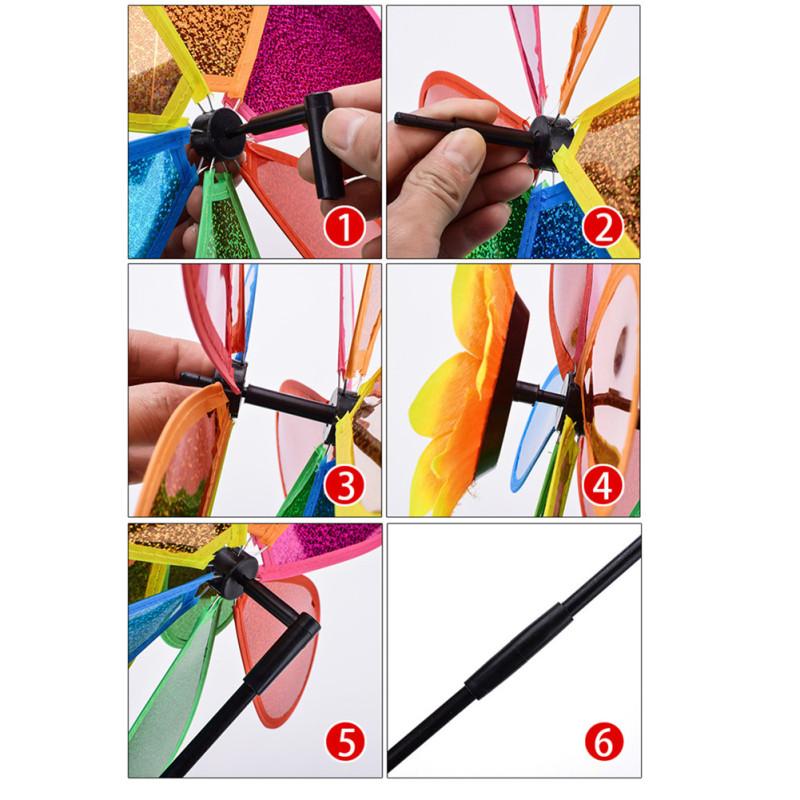 Двухслойная ветряная мельница в форме подсолнуха, сад, парк, наружное украшение, вертушки, красочные