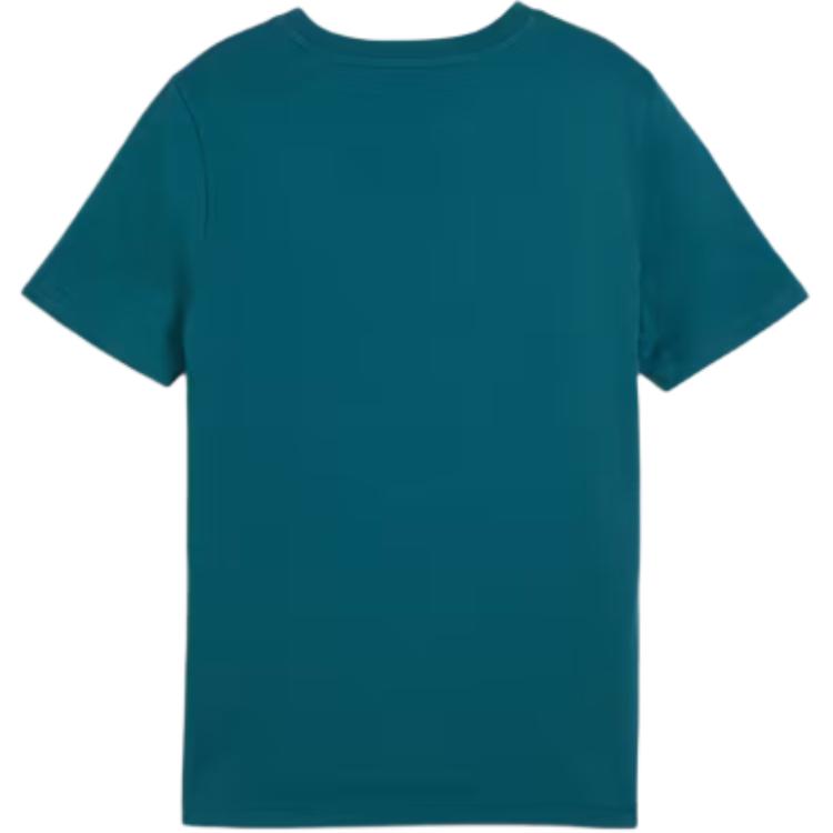 Puma Футболка Ess+ Logo Lab Graphic Tee II с принтом, удобный круглый вырез, короткий рукав, детская, прохладно-зеленый цвет, артикул 681842-22