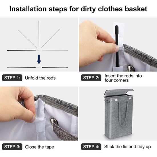 Корзина для грязной одежды, 45 л, компактная тонкая корзина для белья, большая вместительная корзина для хранения одежды для дома