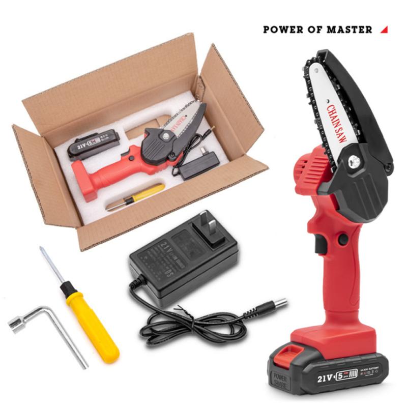 Портативная мини-электрическая цепная пила, электрическая обрезная пила, бензопила для раскалывания древесины, одноручный инструмент для