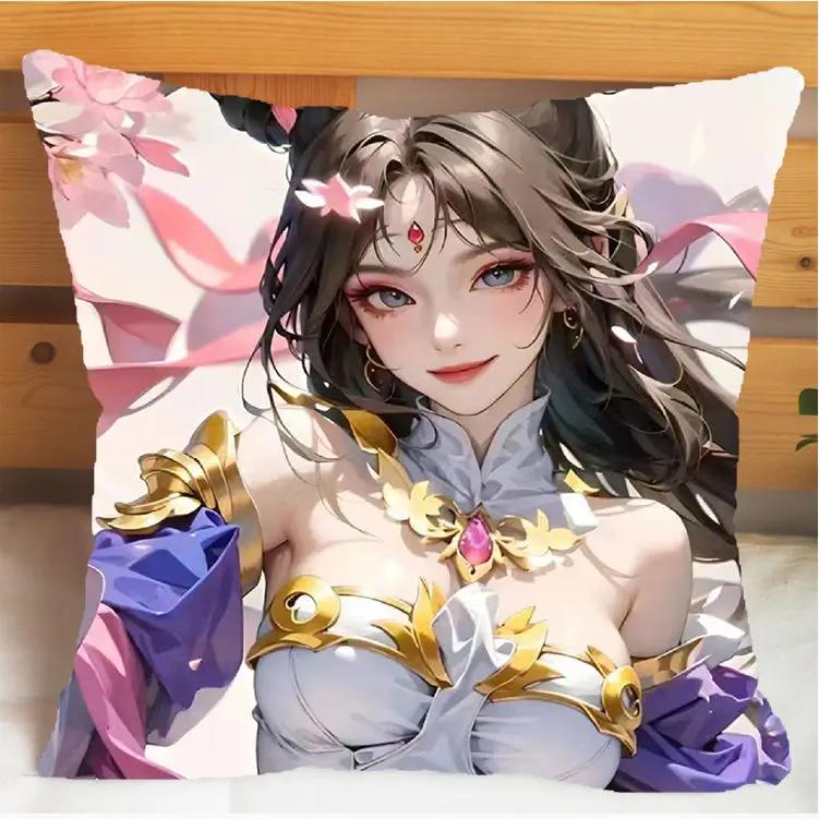 Arena of Valor Honor of Kings Diao Chan Подушка и наволочка Чехол для подушки Двусторонняя печать Плюшевые декоративные подушки 40x40 см