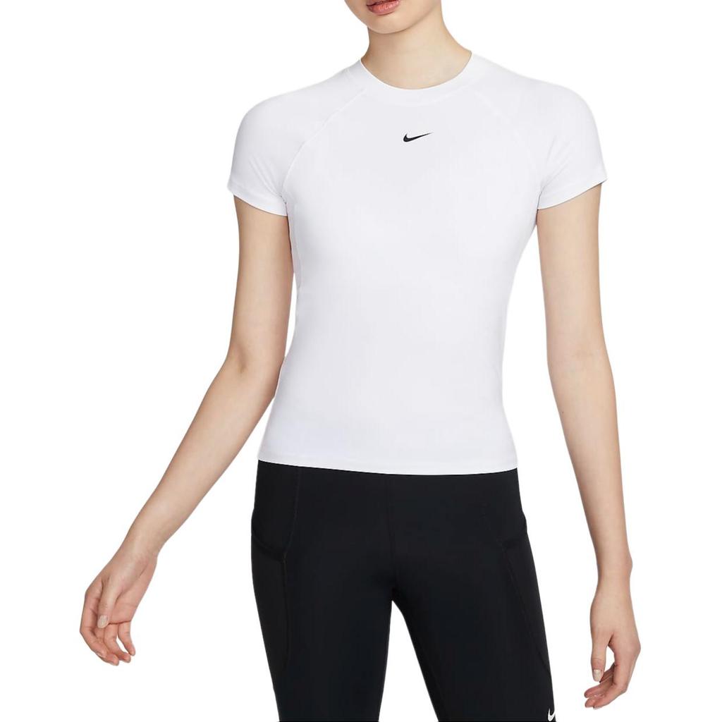 Nike Pro Dri-Fit Quick-Dry Solid Color Breathable Mesh Training T-Shirt Women Tops White FV7843100