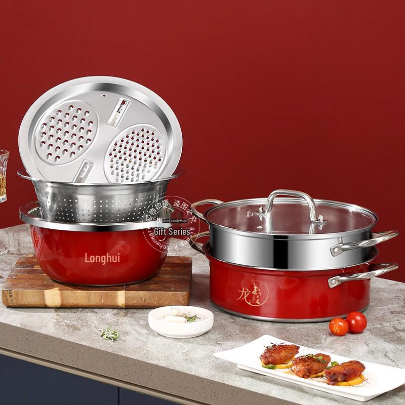 Sigaang Stainless Steel Double-Layer Steamer Hot Pot