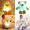 Led Light-up Teddy Bear Plush Toy With Bow Tie Design Long-haired Colorful Flashing Lights