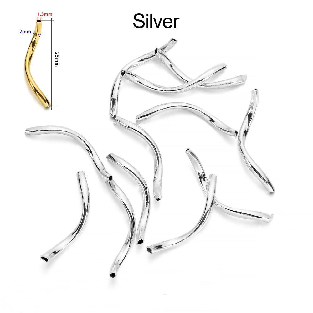 100 шт. 2x25 мм гладкие медные изогнутые S-образные бусины-разделители, соединители для браслета «сделай сам», ожерелья, аксессуары для изготовления ювелирных изделий