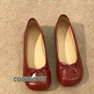 Женские туфли на плоской подошве 2024 года, новые весенне-осенние модные милые туфли с бантом, женские туфли для отдыха без застежек, женские мягкие, с круглым носком