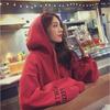 2024 Autumn/Winter Korean Loose Plus Velvet Hooded Sweater - Casual Long-Sleeved All-Match Jacket for Women.