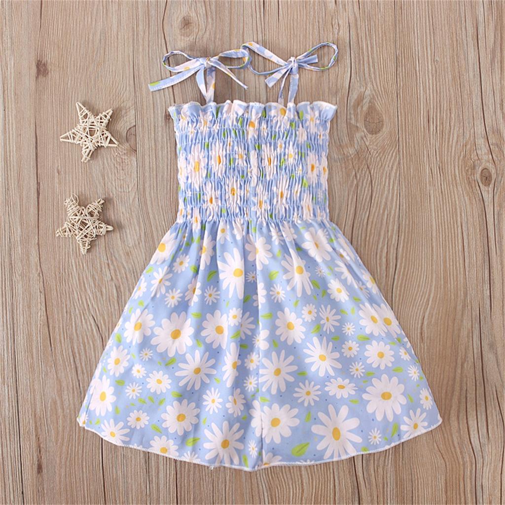 Милое платье для девочек, регулируемое платье с завязками на плечах, копченое платье без бретелек для девочек