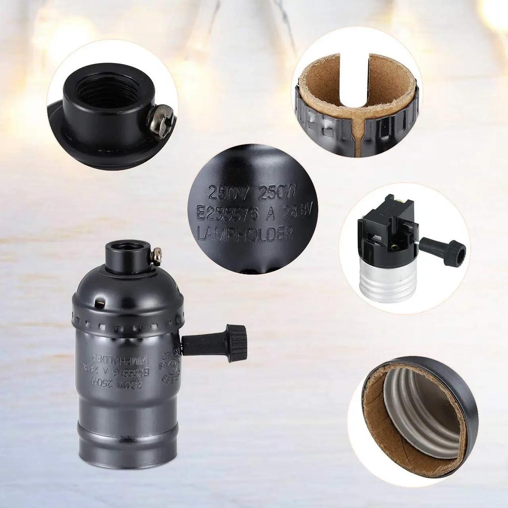 Винтажный держатель лампы, кабельный держатель лампы, ручка переключателя, аксессуары для освещения, Эдисон, винтажный медный держатель лампы E27, бар, ресторан