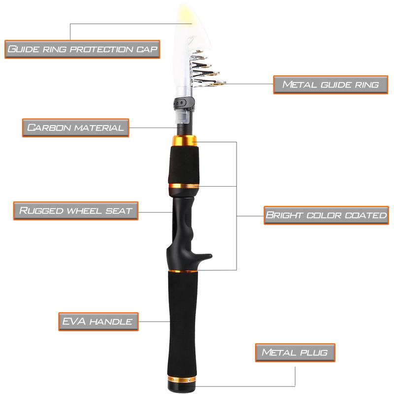 Телескопическая удочка со спиннинговыми катушками, комплект лески, портативный для детей, ловля окуня и карпа