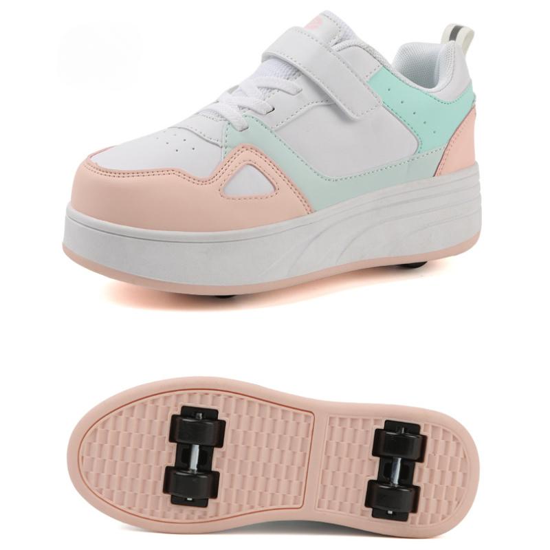 Children Kids Sneakers with Four Wheels Roller Skate Walking Shoes Ultra-Light Boys Girls Sports Shoes 222