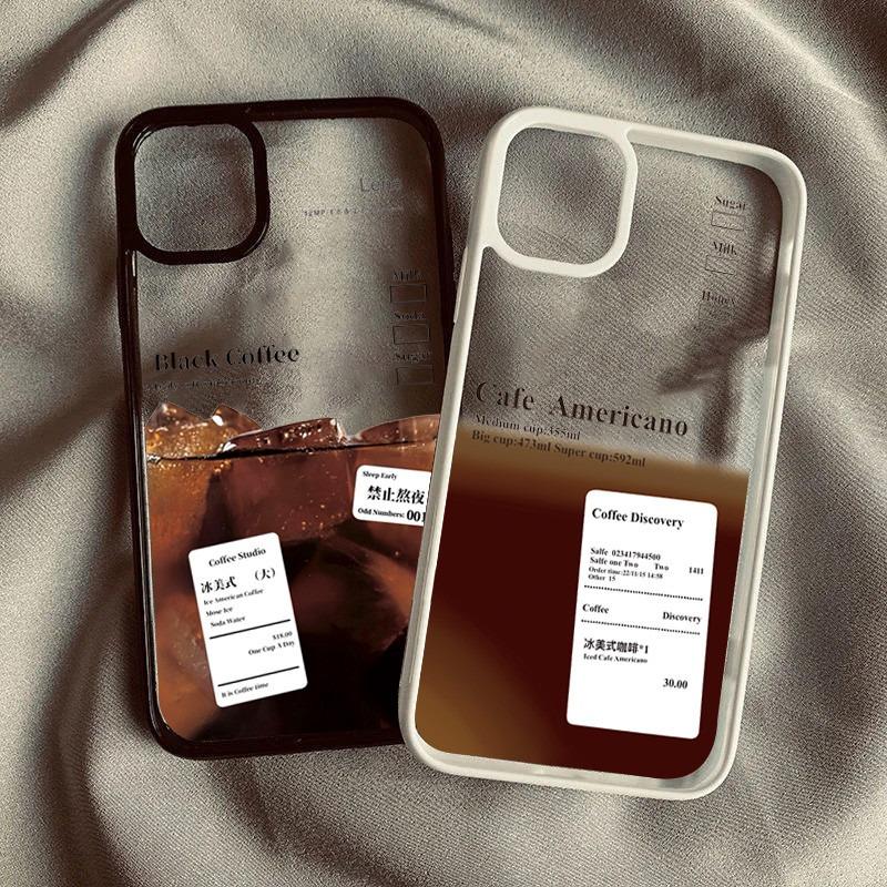 Чехол для телефона с рисунком 'Кофе со льдом' iphone15pro Для iPhone 16 15 Pro Max 16pro 14 13 12 11 XS X XR 7 8 Plus Акриловый Жесткий Чехол
