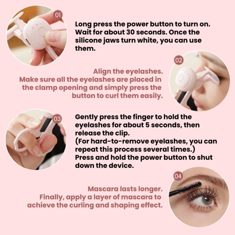 Quick Heating Heated Lash Curler Long Lasting Lash Shaping Tool Electric Eyelash Curler Daily Use