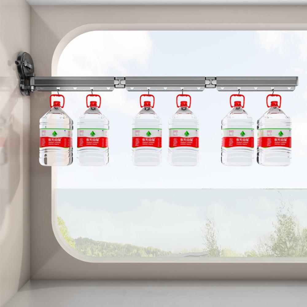 Wall Mounted Folding Clothes Rack Balcony Folding Cloth Hangers Without Punching Household Telescopic Pole Clothes Drying Rods