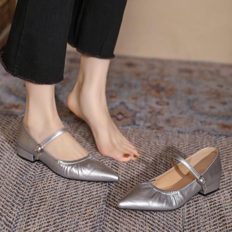 Pointed High Heels French Soft Sole Shoes Versatile Light Women's Shoes One-strap Shallow Mouth Mary Jane Shoes