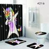 Animal Pattern Bathroom Shower Curtain Floor Mat Toilet Cover Foot Mat Four-Piece Pattern Size
